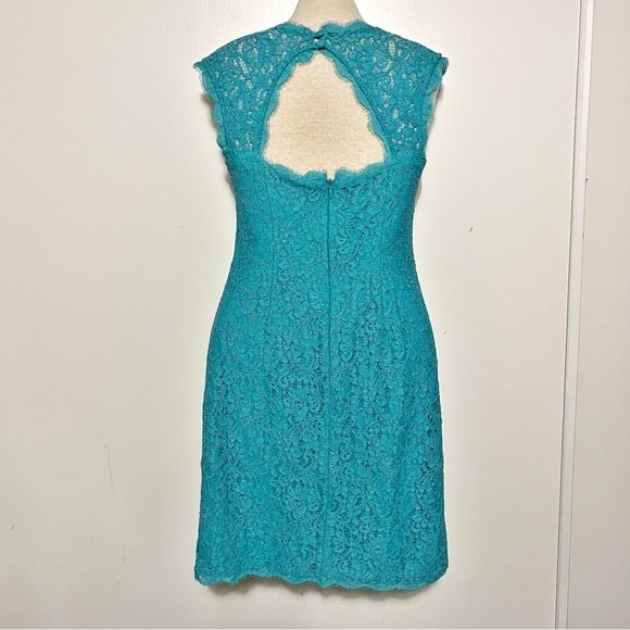 Adrianna Papell Turquoise Lace Cocktail Dress 4 - Picture 5 of 12